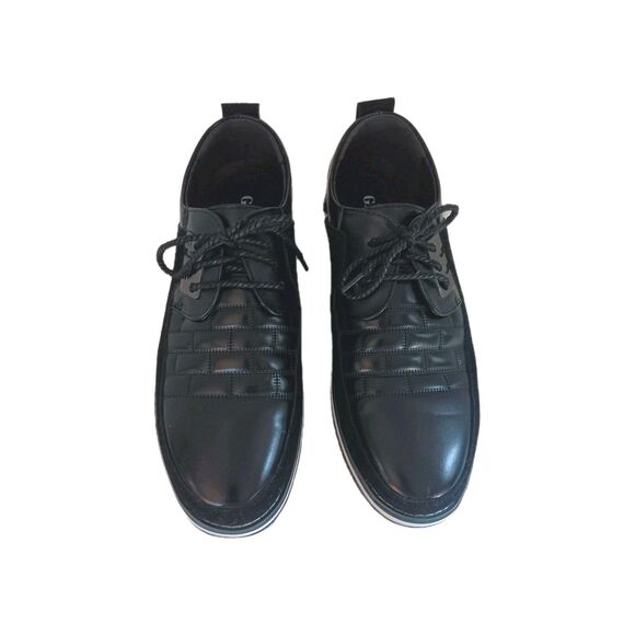 Gatsby Oxford Derby Orthopedic Leather Black Shoes Mens Size 12 Lace Up - Picture 1 of 11